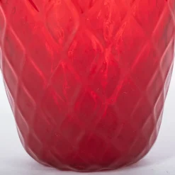Officine di Murano 1295 1950 Grande vaso rosso Balloton con bordo azzurro> Vasi Da Fiori