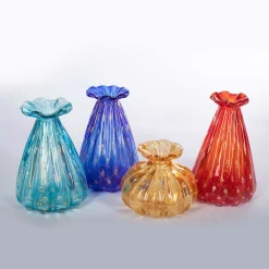 Officine di Murano 1295 1950 Set di 4 vasi a balze policromi> Vasi Da Fiori