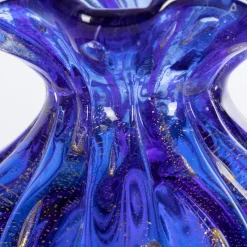 Officine di Murano 1295 1950 Set di 2 vasi blu con bolle d'oro><noscript><img width=