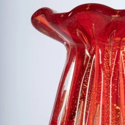 Officine di Murano 1295 1950 Set di 3 vasi rosso rubino con bolle d'oro><noscript><img width=