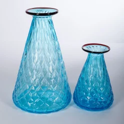 Officine di Murano 1295 Acqua Mare Balloton Set di 2 vasi conici azzurri> Vasi Da Fiori