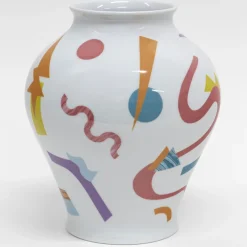 Grand Tour by Vito Nesta Alchimie vaso anfora in porcellana con decoro astratto h27cm> Anfore