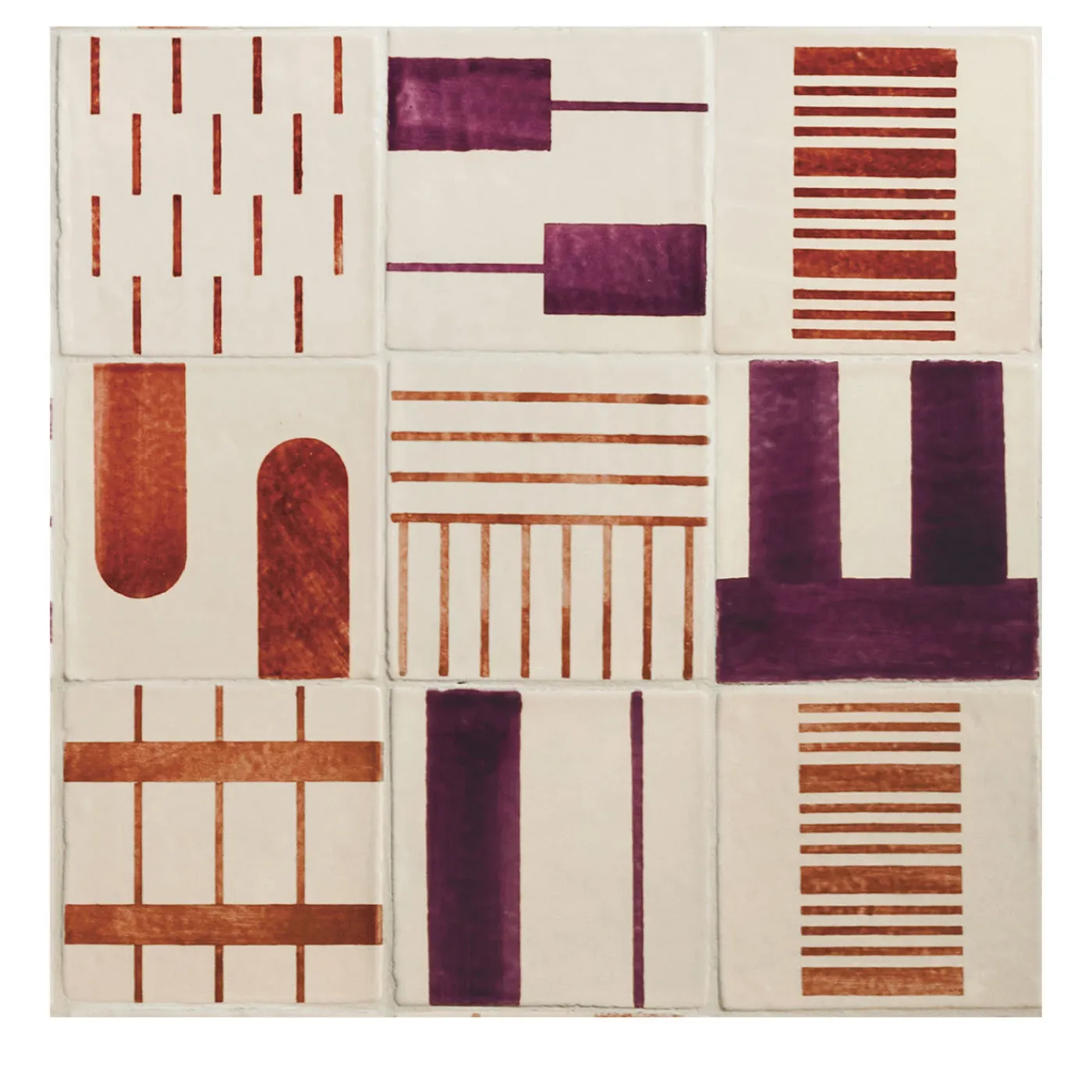 Ninefifty Alfabeto Set di 44 piastrelle bianche e viola di Margherita Rui> Piastrelle E Pavimenti