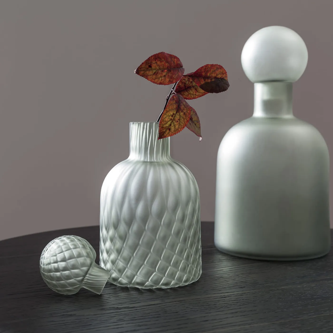 Morica Design Ampolla in vetro acidato color grigio> Bottiglie Decorative