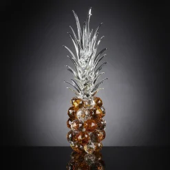 VGnewtrend Ananas grande in vetro ambrato> Sculture Decorative