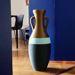 Pop Pot Anfora Giulio Cesare XXL nera azzurra e bronzo><noscript><img width=