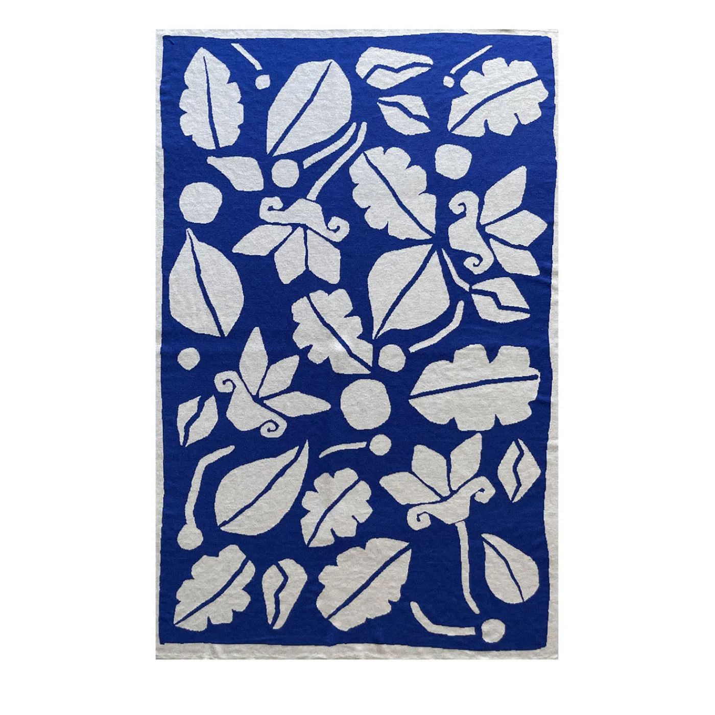 Lanificio Leo Arazzo/Coperta Radici Blu con Motivi Organici in Lana Merino> Coperte