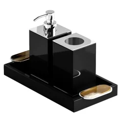 Arcahorn Argentella Set nero di dispenser per sapone e portaspazzolini> Arredo Bagno