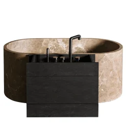 Luce Di Carrara Armadio in legno Passage e vasca ovale in marmo> Lavabi E Vasche Da Bagno