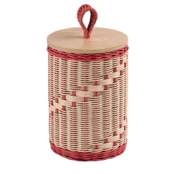 Mila Maurizi Barattolo Alto Goccia in Midollo Bicolore Rosa/Naturale con Coperchio in legno> Scatole