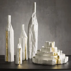 Paola Paronetto Bottiglia Decorativa Corteccia Bianca con Inserto Oro> Bottiglie Decorative