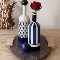 Lab Design Bottiglia decorativa Demetra blu con coperchio><noscript><img width=