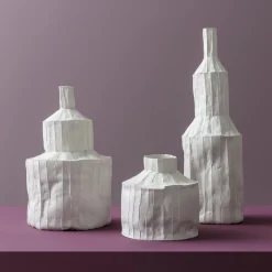 Paola Paronetto Bottiglia Fide Corteccia in Ceramica Bianca><noscript><img width=