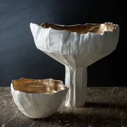 Paola Paronetto Bowl Corteccia in ceramica bianca e oro> Centrotavola