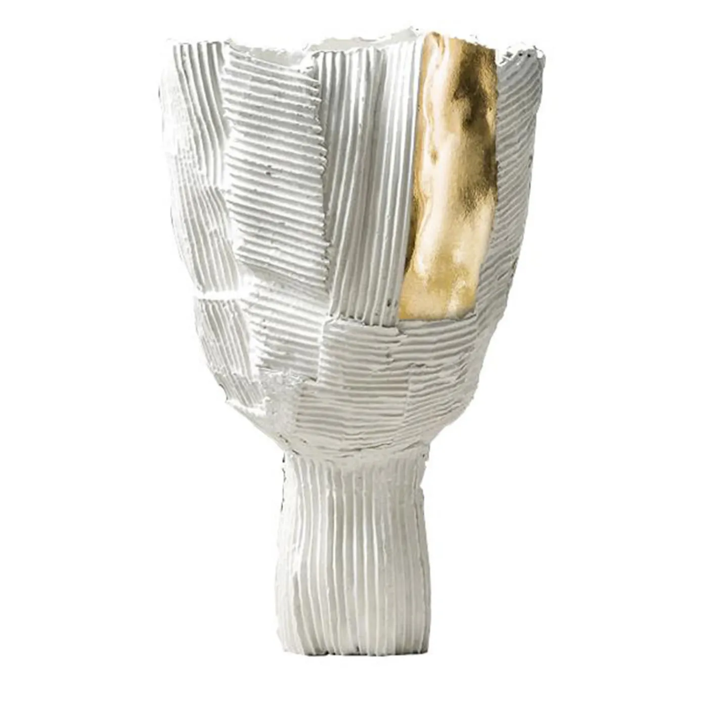 Paola Paronetto Bowl Tulipano Cartoccio bianco con Inserto dorato> Centrotavola