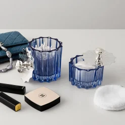 Greggio Box alta blu in cristallo con Coperchio Art Deco Placcato Argento><noscript><img width=