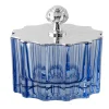 Greggio Box bassa Blu in cristallo con Coperchio Art Deco Placcato Argento> Portagioie