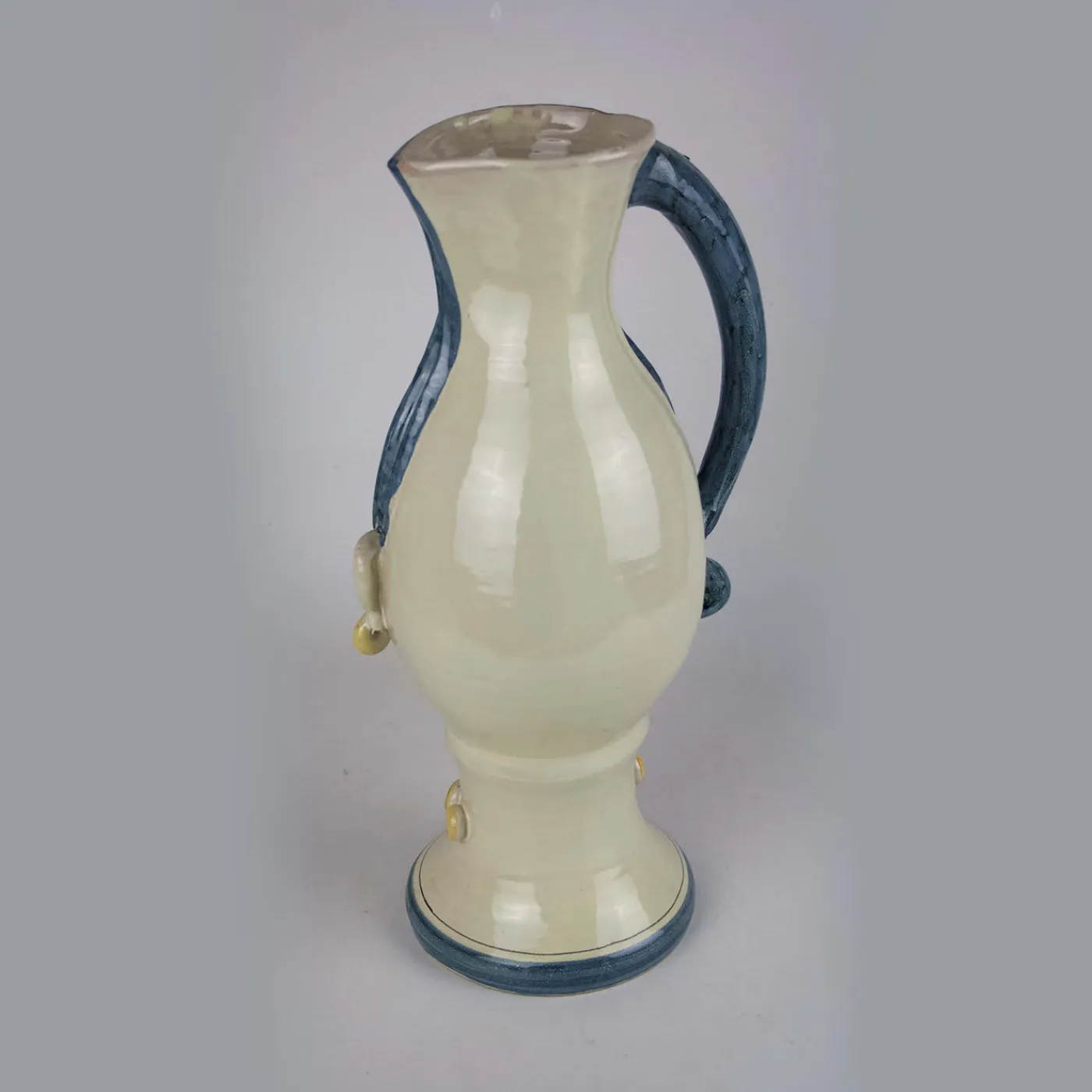 Alessandro Iudici Brocca in ceramica con donna dai capelli blu> Vasi Figurativi