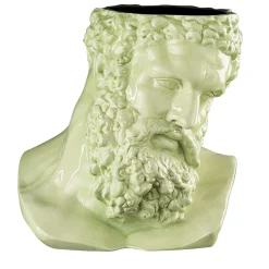 VGnewtrend Cachepot decorativo verde a forma di busto di Ercole Craquele> Cachepot E Portavasi