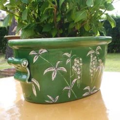 Ceramiche Ceccarelli Cachepot ovale verde Devonshire> Cachepot E Portavasi