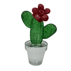 Fornace Mian Cactus di vetro con fiore rosso> Statuine