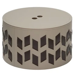 Rudi Cancun N. 10 Cestino rotondo beige con coperchio> Ceste