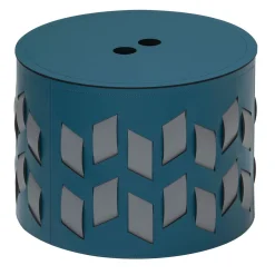 Rudi Cancun N. 9 Cestino rotondo blu petrolio con coperchio> Ceste