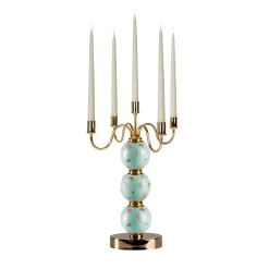 Villari CANDELABRO A FARFALLA 5 BRACCI - AZZURRO> Candelieri E Portacandele