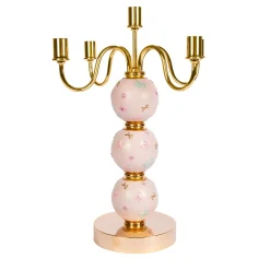 Villari CANDELABRO A FARFALLA 5 BRACCI - ROSA> Candelieri E Portacandele