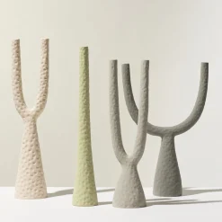 Ceramica Gatti 1928 Candelabro Alpha in ceramica neve opaco> Candelieri E Portacandele