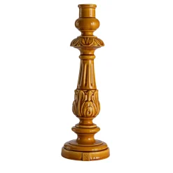 Fratelli Bevilacqua Candelabro Barocco in Ceramica Giallo Miele> Candelieri E Portacandele