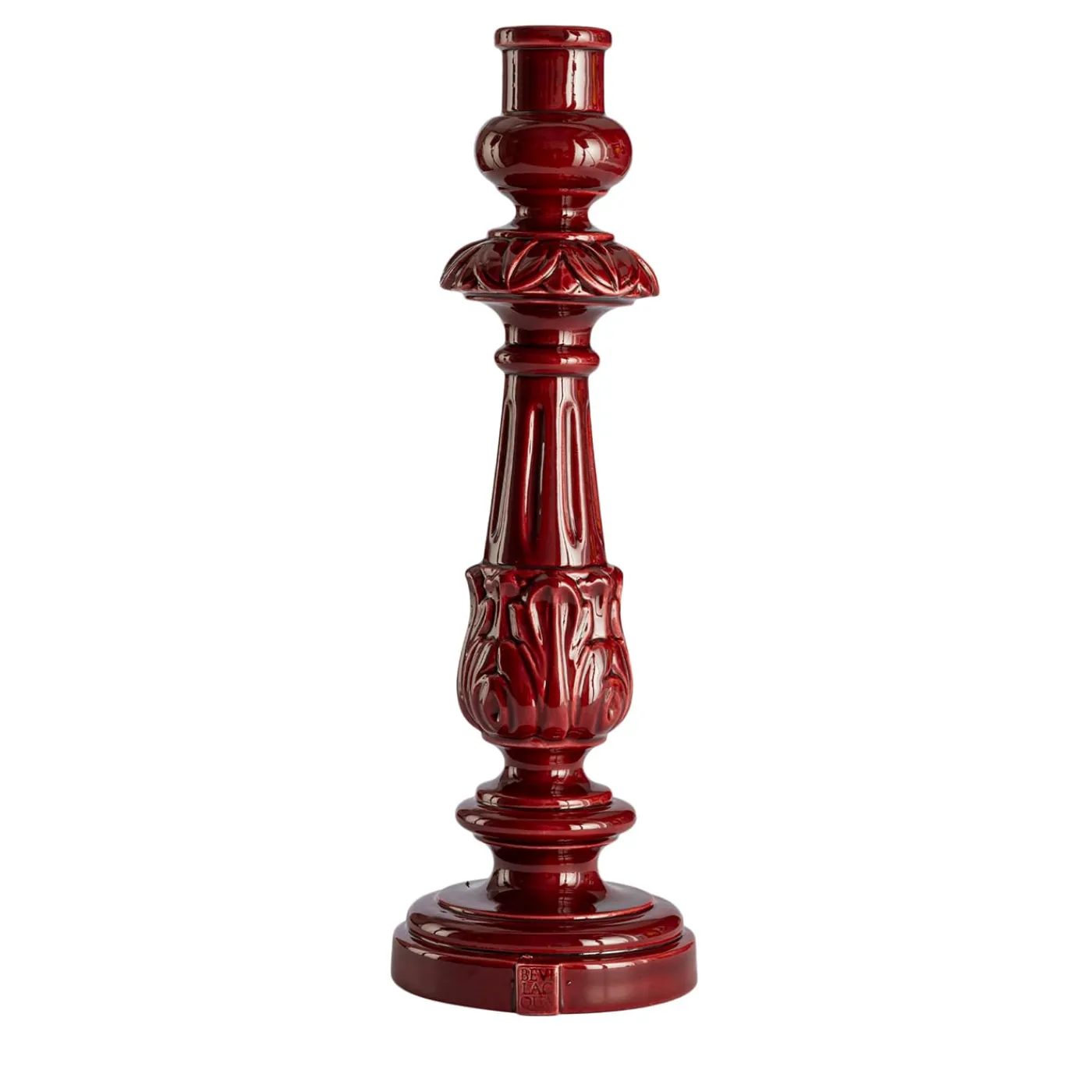 Fratelli Bevilacqua Candelabro Barocco in Ceramica Bordeaux> Candelieri E Portacandele
