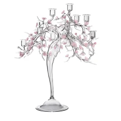 Simone Crestani Candelabro Blossom in Vetro con Dettagli Floreali> Candelieri E Portacandele