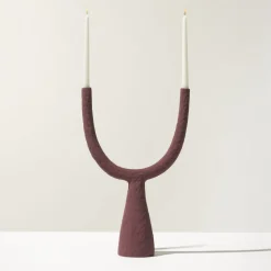 Ceramica Gatti 1928 Candelabro Delta in Ceramica Borgogna Opaco> Candelieri E Portacandele