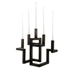 Francesco Della Femina Candelabro in ottone azteco> Candelieri E Portacandele