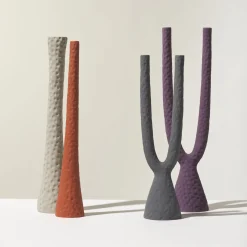 Ceramica Gatti 1928 Candelabro Mono Omega in ceramica rosso indiano opaco> Candelieri E Portacandele