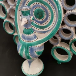 Filadelfio Todaro Candelabro Pavone Turchese e Azzurro><noscript><img width=