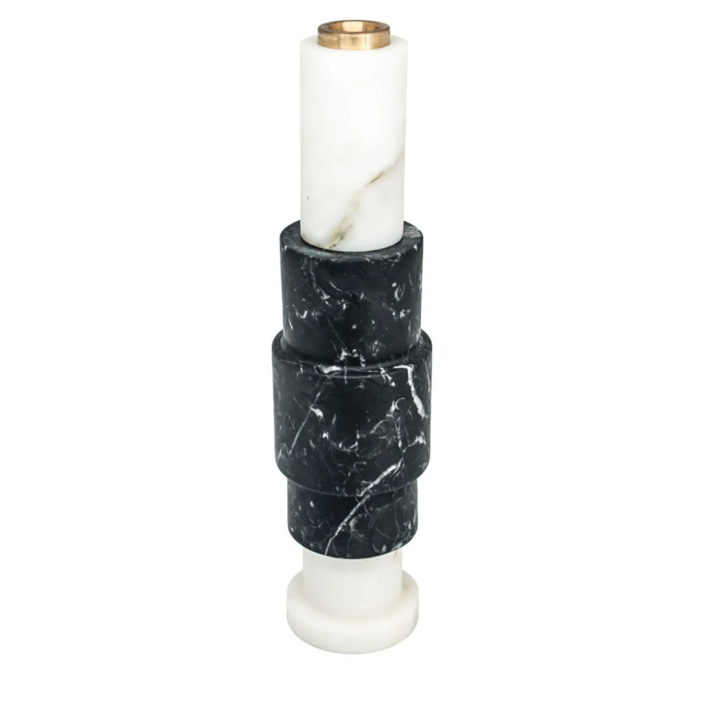 FiammettaV Home Collection Candeliere alto in marmo bianco e nero di Jacopo Simonetti> Candelieri E Portacandele