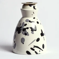 Carola fra i Trulli Candeliere in ceramica bianco e nero con 4 candele profumate> Candelieri E Portacandele