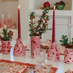 Carola fra i Trulli Candeliere in ceramica fucsia con 4 candele profumate><noscript><img width=