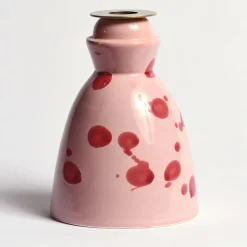 Carola fra i Trulli Candeliere in ceramica rosa con 4 candele profumate> Candelieri E Portacandele