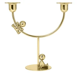 Ghidini 1961 Candeliere Omini Lazy Climber in ottone lucido di Stefano Giovannoni> Candelieri E Portacandele