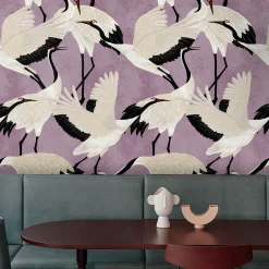 Wallpapers4Beginners Carta da Parati con Aironi Viola> Carte Da Parati