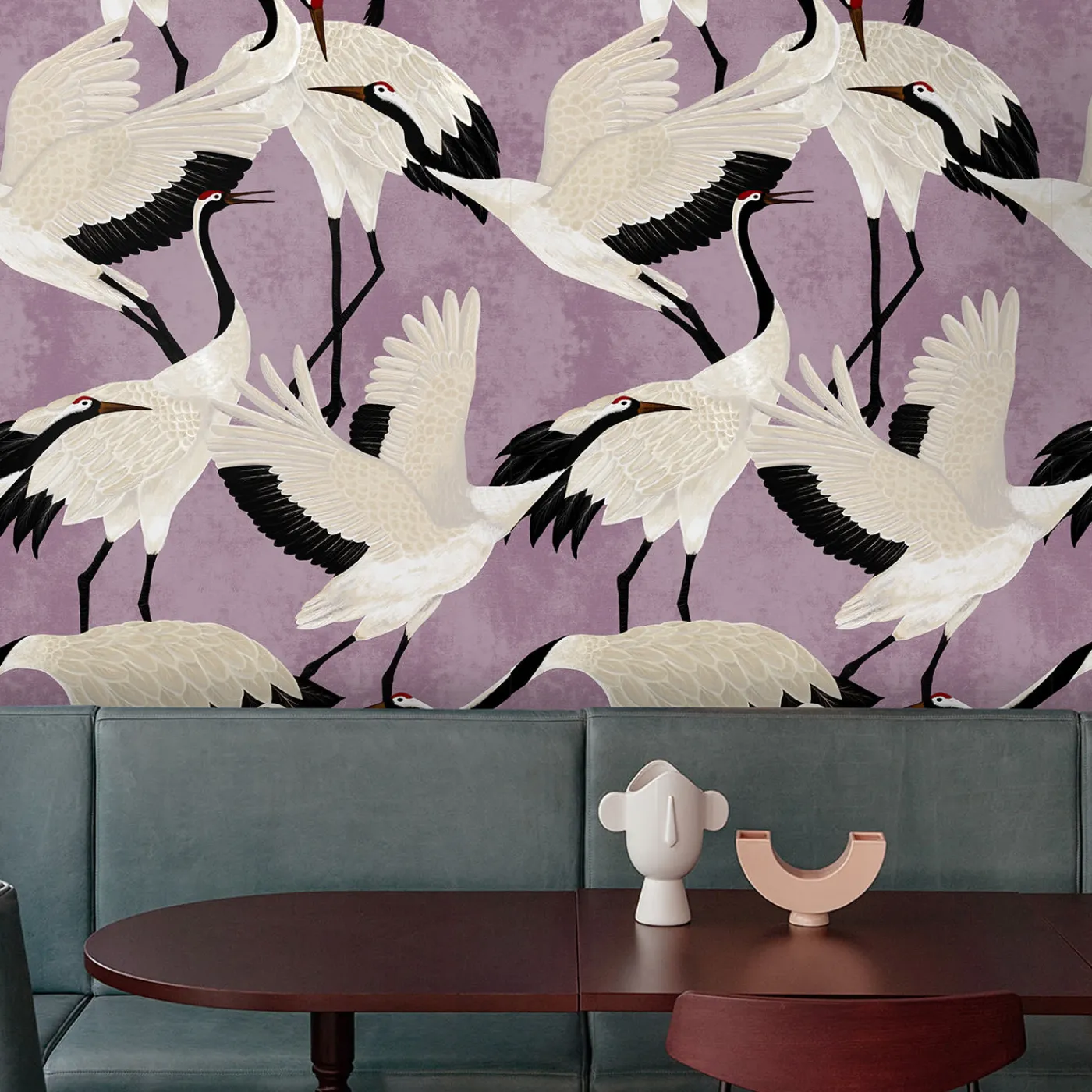 Wallpapers4Beginners Carta da Parati con Aironi Viola> Carte Da Parati
