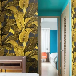 Wallpapers4Beginners Carta da parati con foglie di banano dorate><noscript><img width=