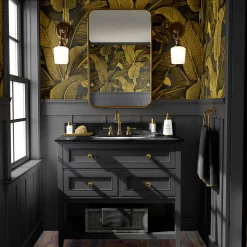 Wallpapers4Beginners Carta da parati con foglie di banano dorate><noscript><img width=