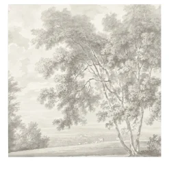 Wallpapers4Beginners Carta da parati con paesaggio di campagna color crema seppia> Carte Da Parati