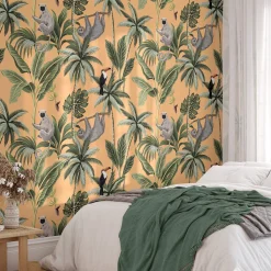 Wallpapers4Beginners Carta da parati della giungla con sfondo arancione><noscript><img width=