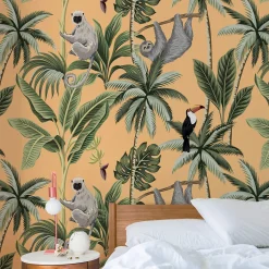 Wallpapers4Beginners Carta da parati della giungla con sfondo arancione><noscript><img width=