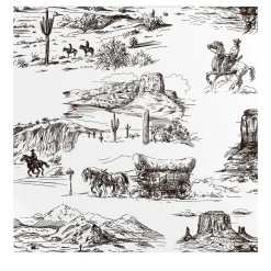 Wallpapers4Beginners Carta da Parati Marrone e Bianca Western in Stile Fumetto Retrò> Carte Da Parati